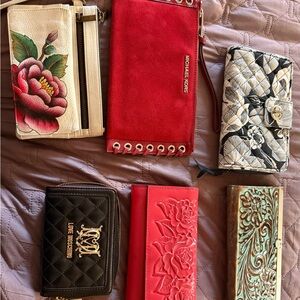 Michael Kors Red Suede Wristlet with Gold Logo